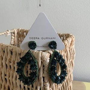 Deepa Gurnani Anthropologie Handmade Beaded Floral Statement Earrings NWT